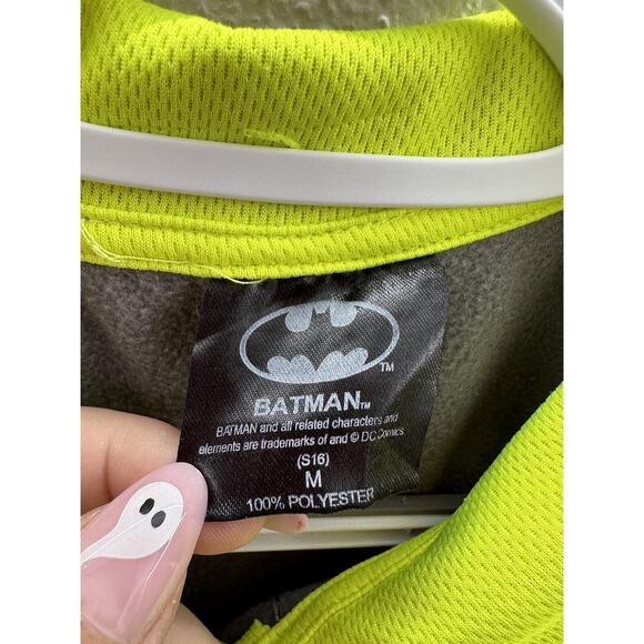 DC Comics Batman Mens Pullover Size Medium Gray Quarter Zip Logo Long Sleeve - Picture 7 of 14